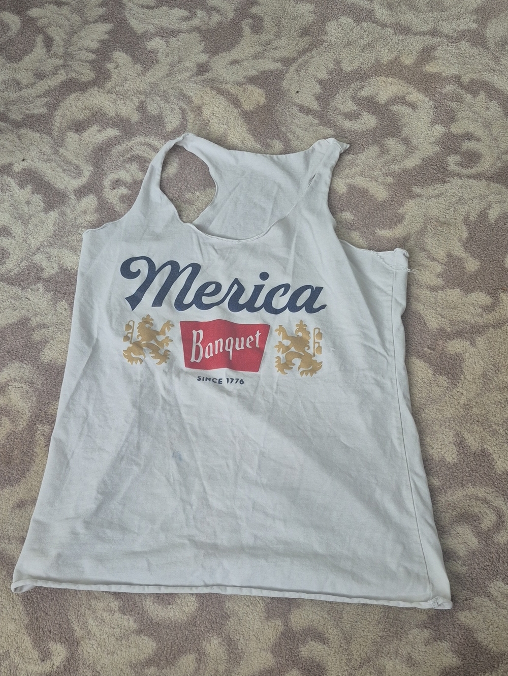 'Merica' White Graphic Tank Top